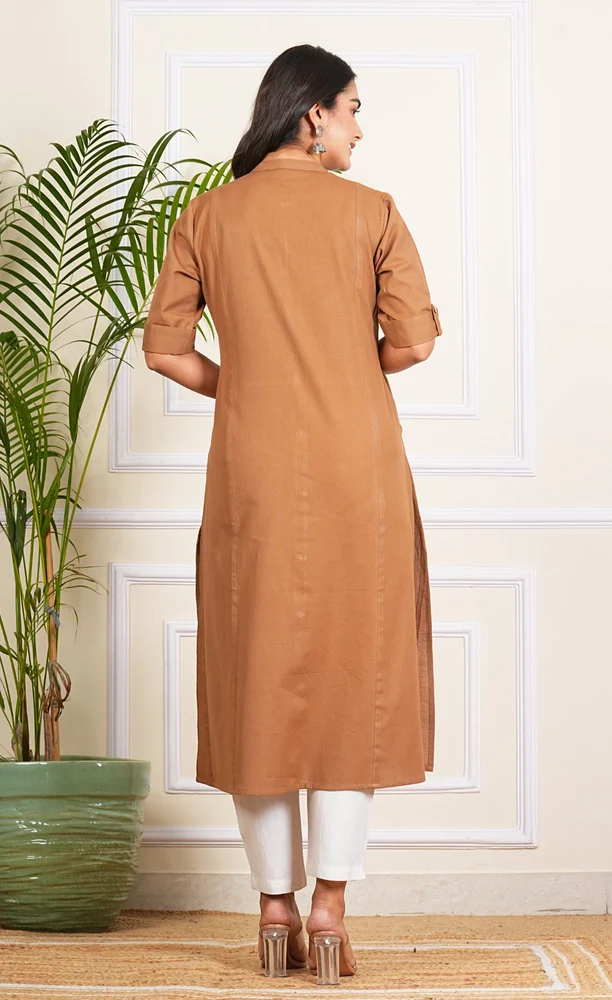 Ladies Blue Cotton Long Kurti