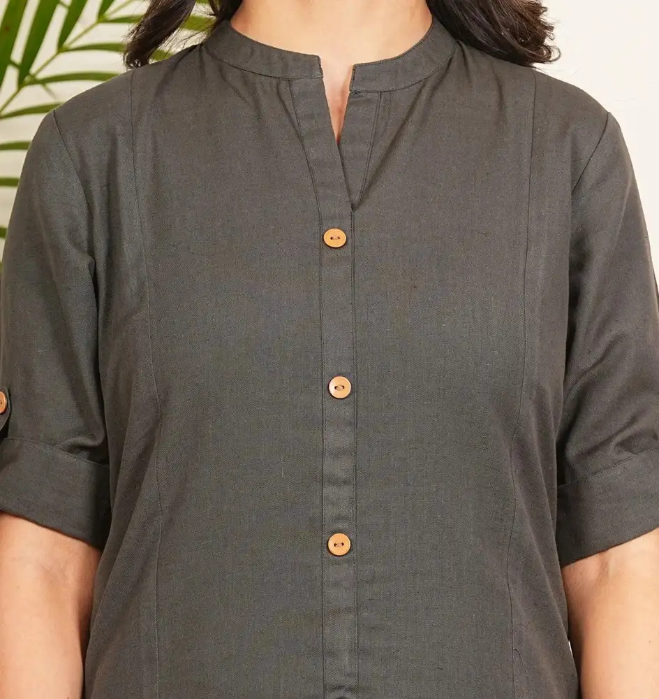 Ladies Blue Cotton Long Kurti