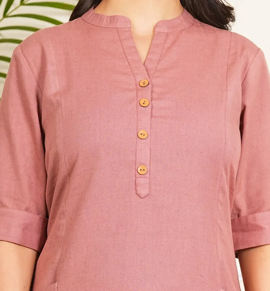 Ladies Blue Cotton Long Kurti