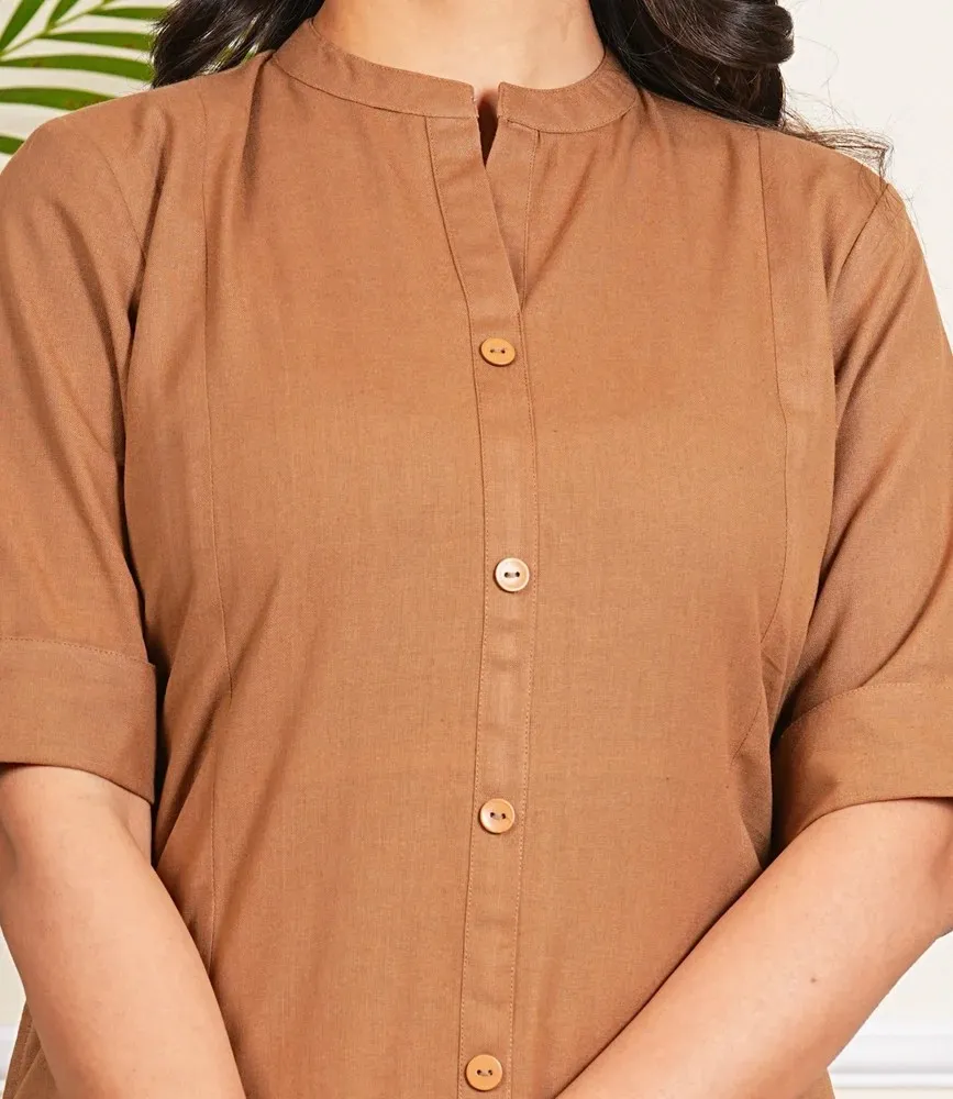 Ladies Blue Cotton Long Kurti