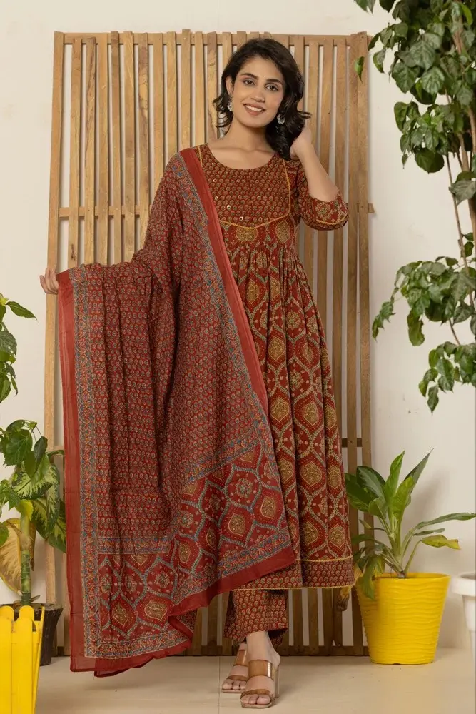 Sienna Ogee Print Anarkali Kurti Pant Se...