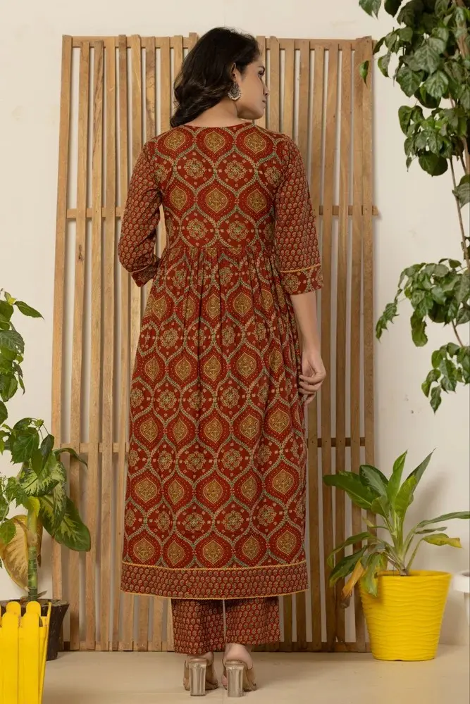 Sienna Ogee Print Anarkali Kurti Pant Set with Dupatta