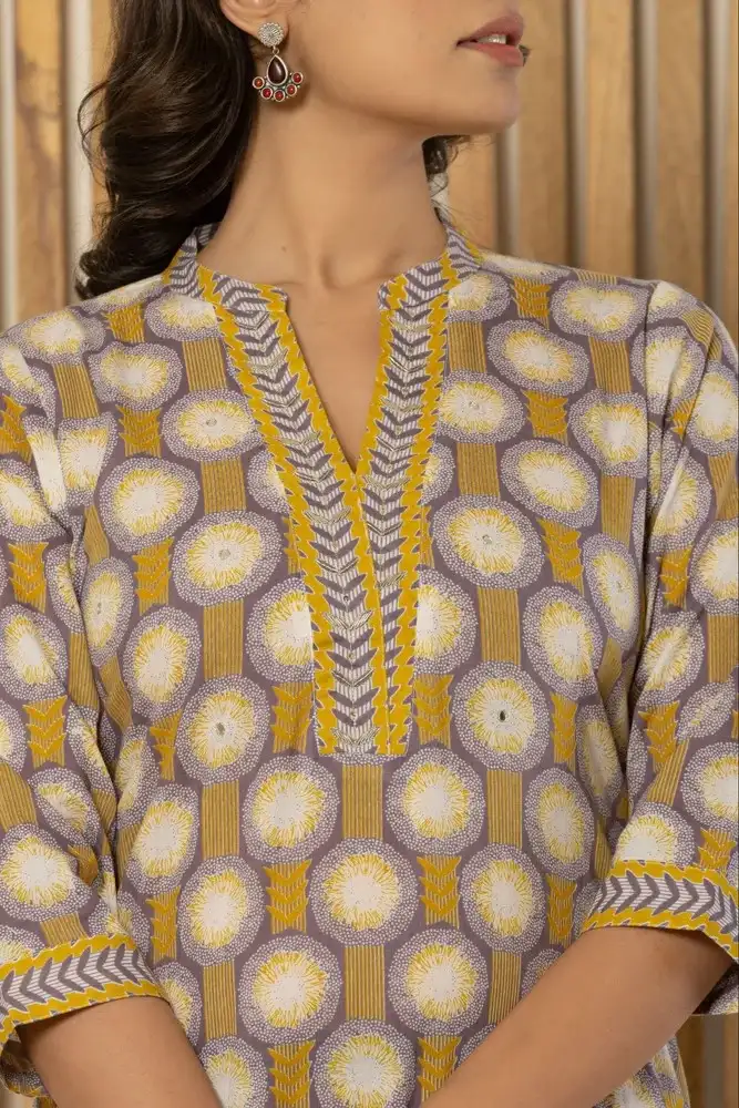 Mustard Yellow Kurti Pant Set with Dupatta Trendy Women Outfit