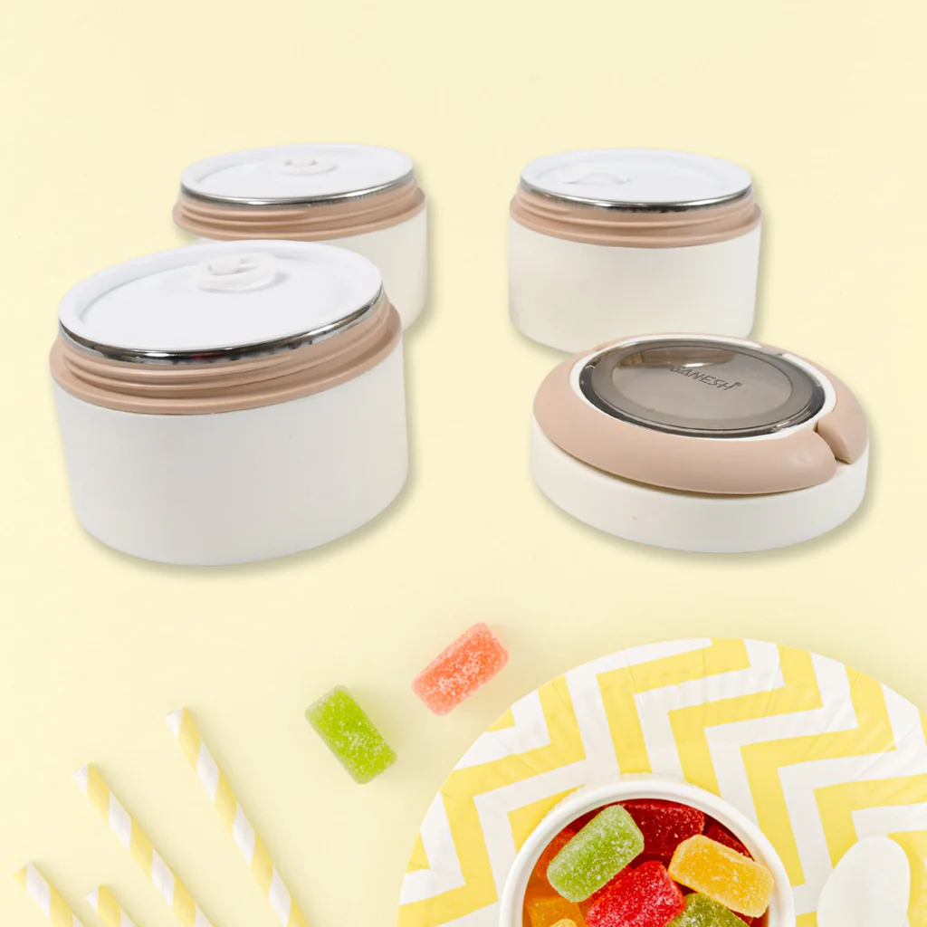 Ganesh Smart Stack 3 Layer Portable Lunch Box Stainless Steel Airtight Leak-Proof Lunch Box for Office, School, Picnic: Color May Vary