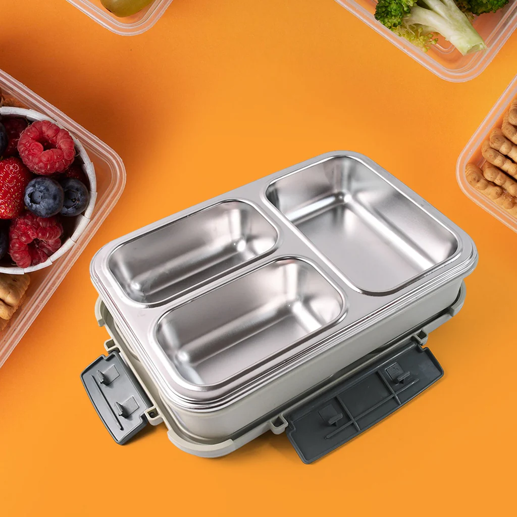 3-Compartment Stainless Steel Lunch Box