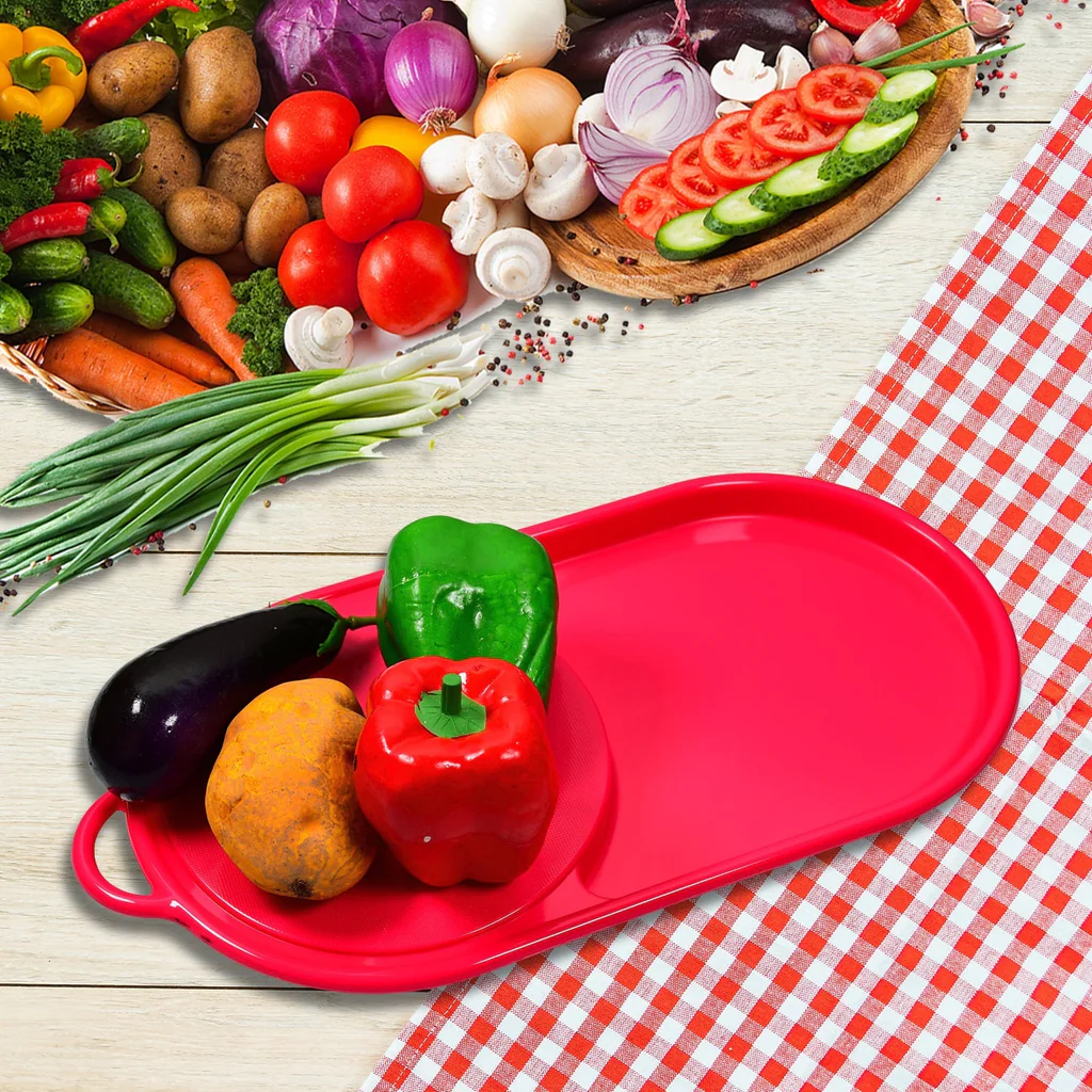 Plastic Kitchen Chopping Board with Tray...