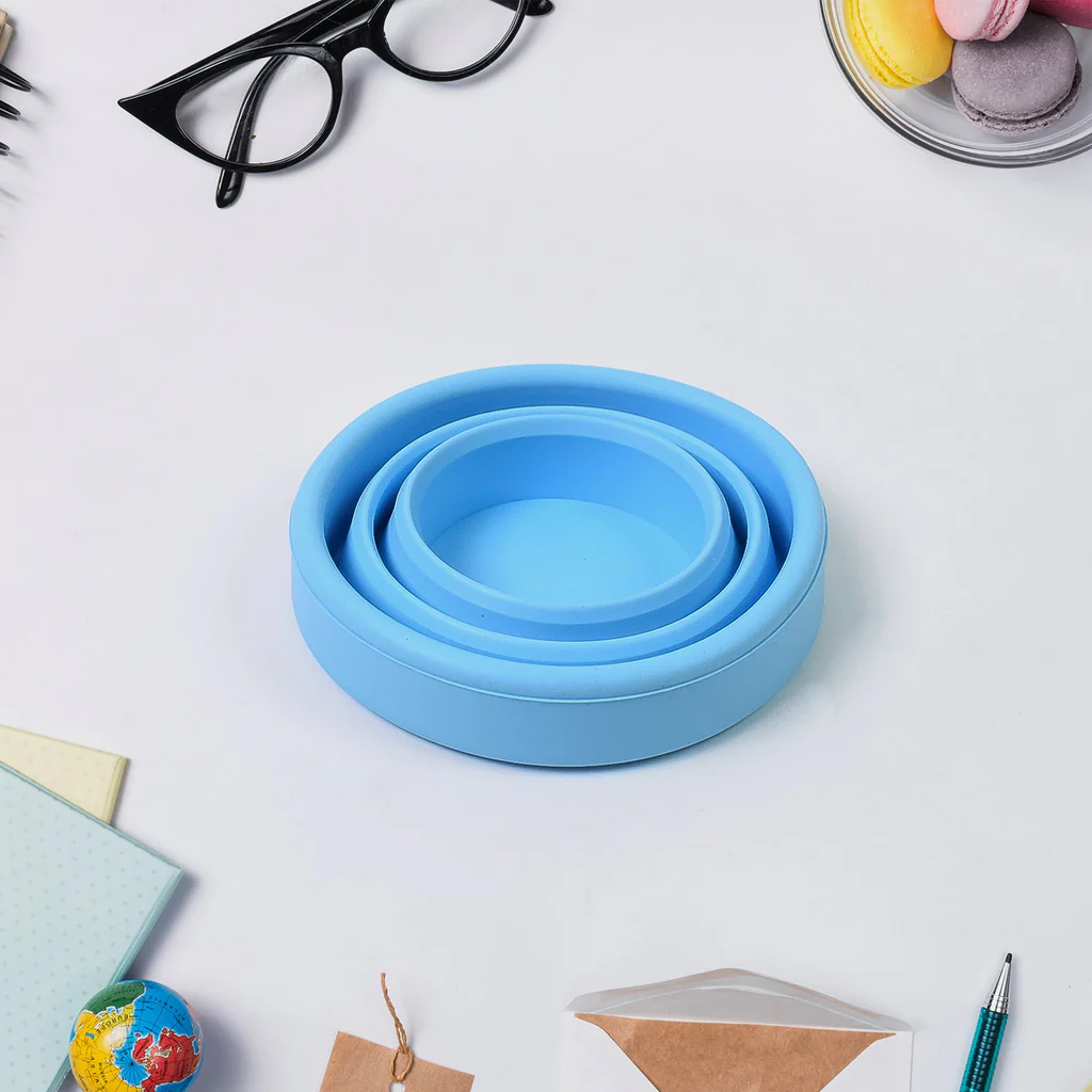 Round Silicone Foldable Glass, Foldable Travel Mug Without Lid