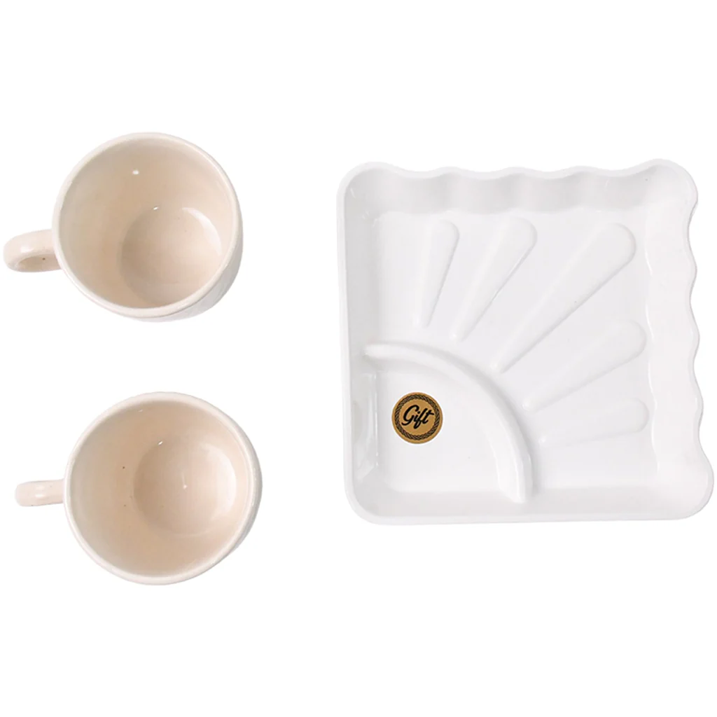 Cerntric Ceramic Tea Cup With Plastic Square Shape Serving Platter Milk Cup