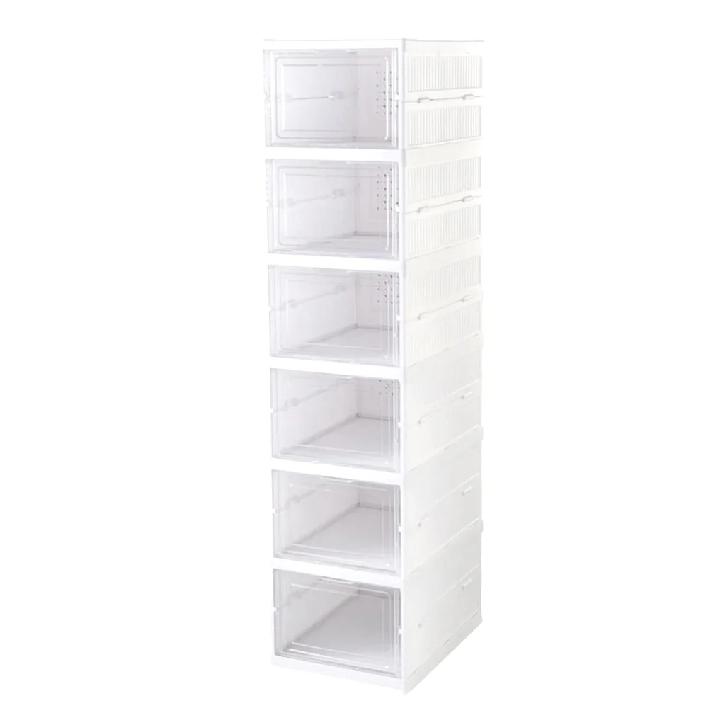 6-Layer Stackable Foldable Storage Organizer Cart for Clothes, Kitchen, Closet & Bathroom