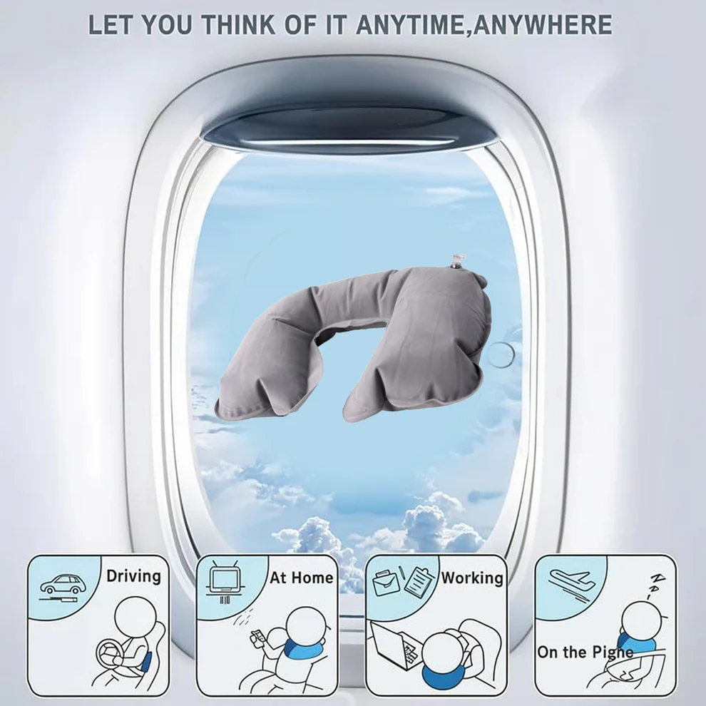 Inflatable & Foldable, Pillow U Shape Air Cushion Travel Pillow