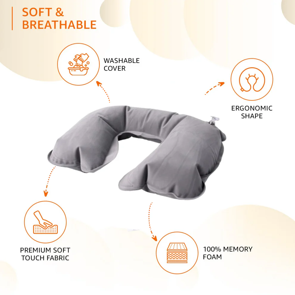 Inflatable & Foldable, Pillow U Shape Air Cushion Travel Pillow