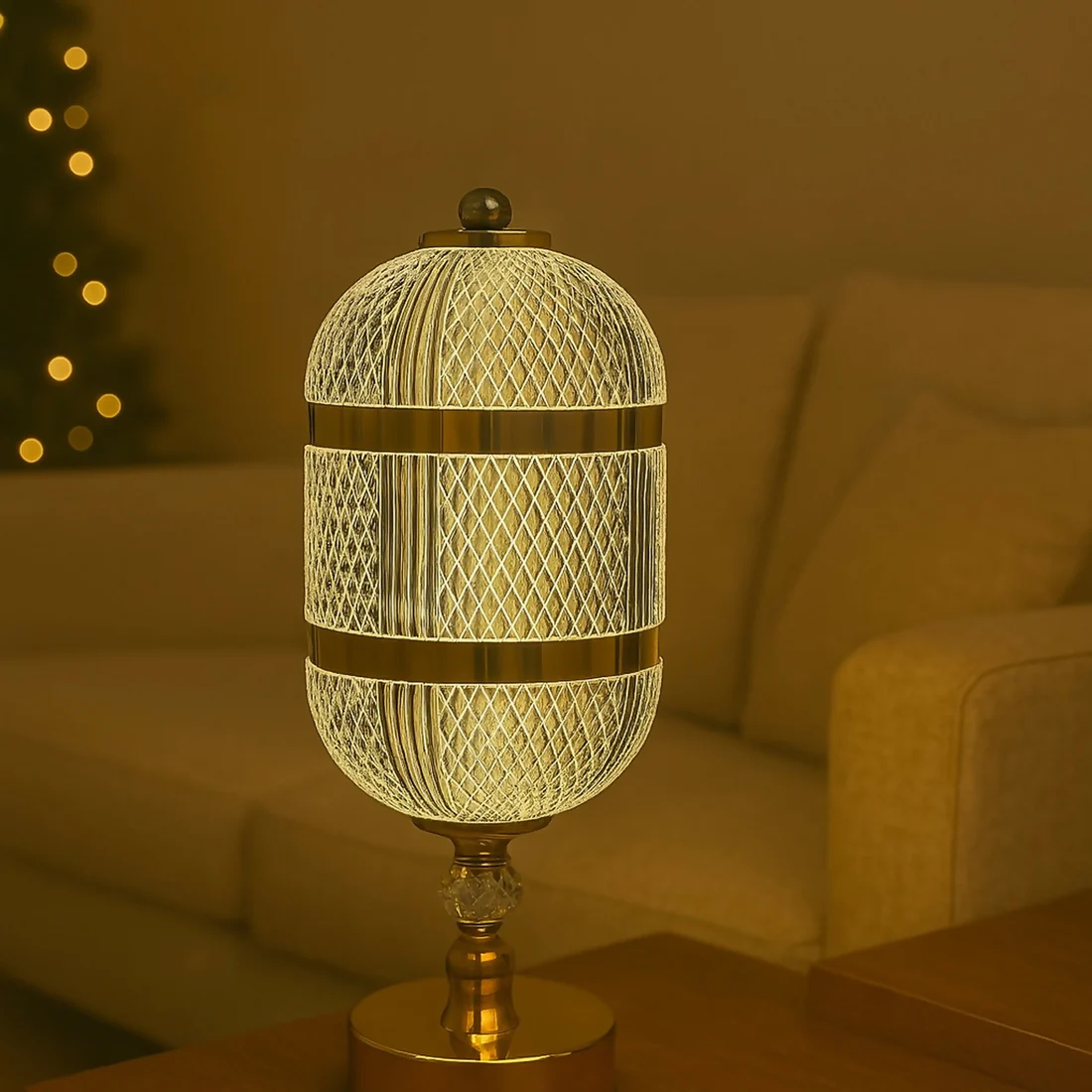 Metal Crystal Base Decorative Bedside Lamp for Living Room, Bedroom & Office