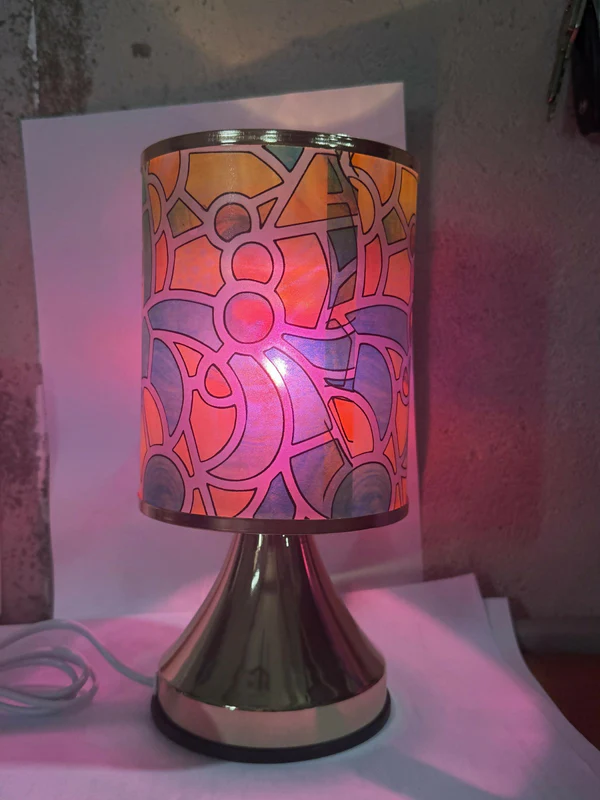 Premium Designer Printed LED Table Lamp for Home Décor | Artistic Pattern Fabric Shade with Golden Base | Soft Ambient Night Lamp for Bedroom, Living Room, Study & Gifting | Energy Efficient Warm Light