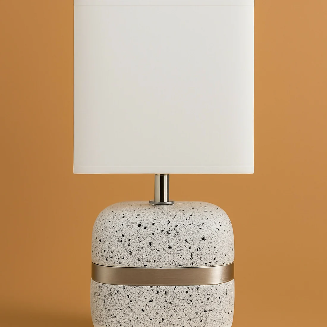 Modern Terrazzo Textured Table Lamp with White Fabric Shade