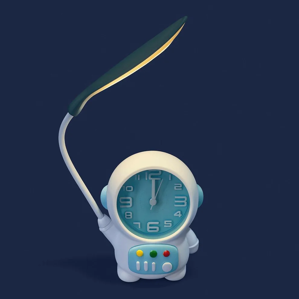 Astronaut Desk Lamp with Alarm Clock for Kids Room, Study Table & Gifting