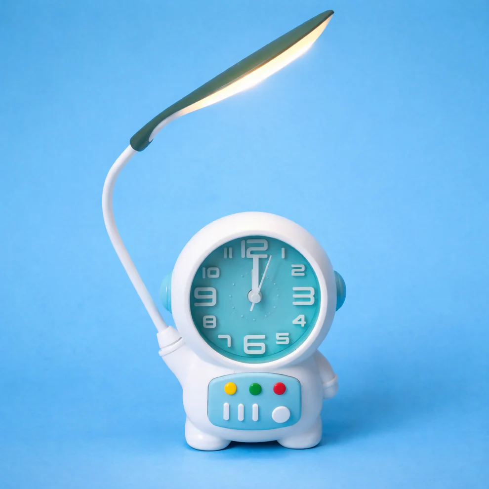 Astronaut Desk Lamp with Alarm Clock for Kids Room, Study Table & Gifting