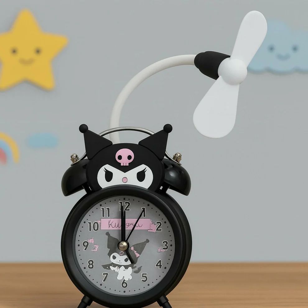 Cute Kuromi Cartoon Alarm Clock with Fan