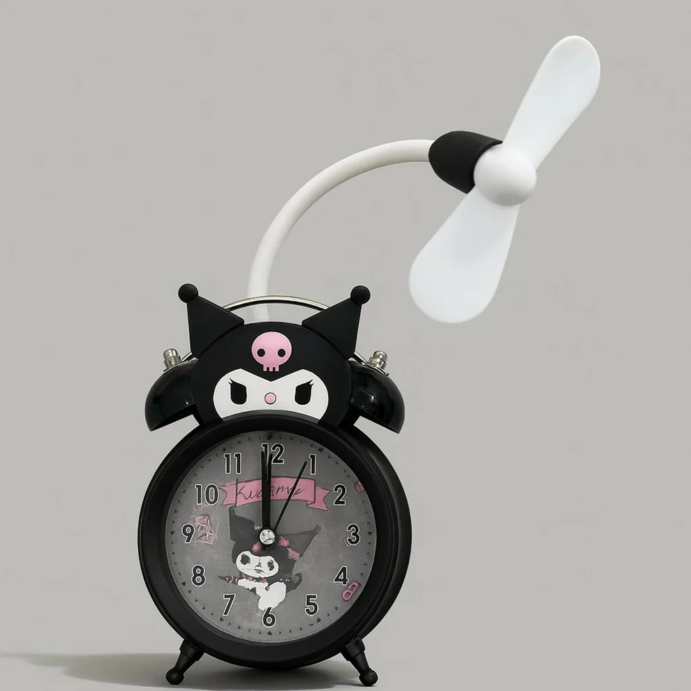 Cute Kuromi Cartoon Alarm Clock with Fan