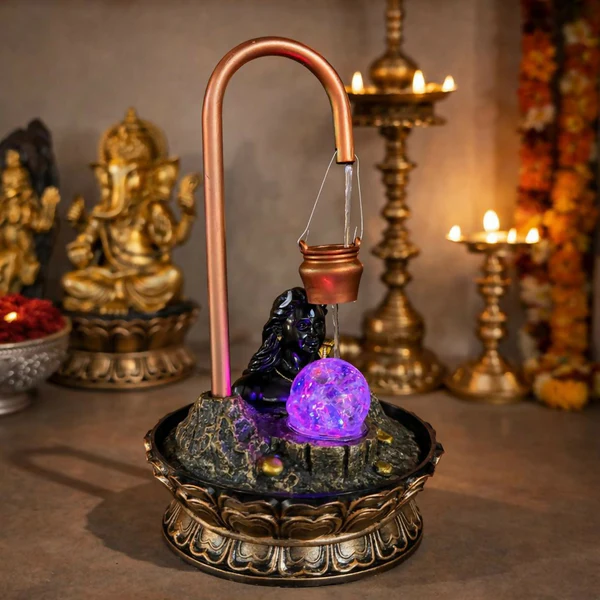 Lord Shiva LED Tabletop Water Fountain for Home Temple