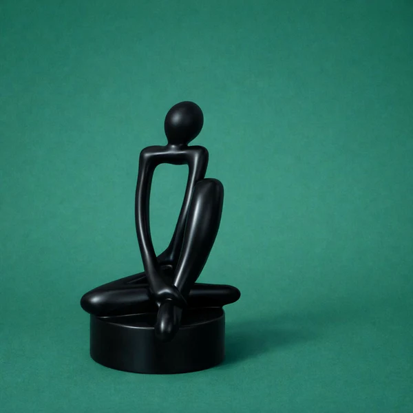 Abstract Sitting Man poly-resin Sculpture Black Modern Home Decor Showpiece