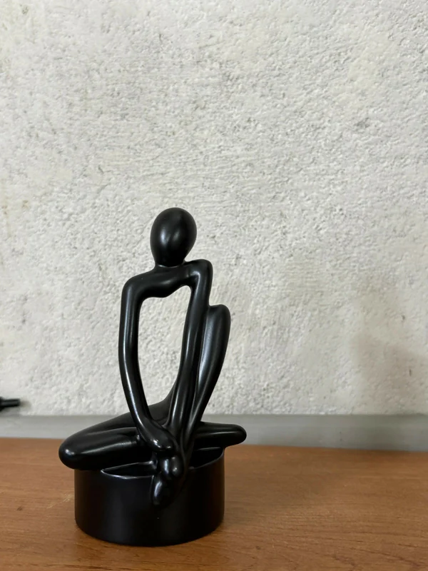 Abstract Sitting Man poly-resin Sculpture Black Modern Home Decor Showpiece