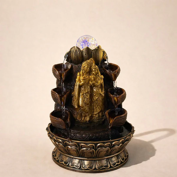 Radha Krishna LED Tabletop Water Fountain for Home Décor
