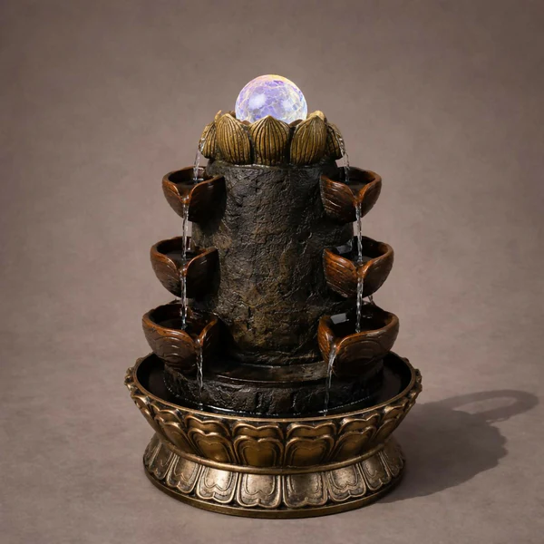 Radha Krishna LED Tabletop Water Fountain for Home Décor