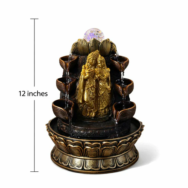 Radha Krishna LED Tabletop Water Fountain for Home Décor