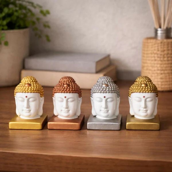 Set of 4 Buddha Head Showpiece for Home...