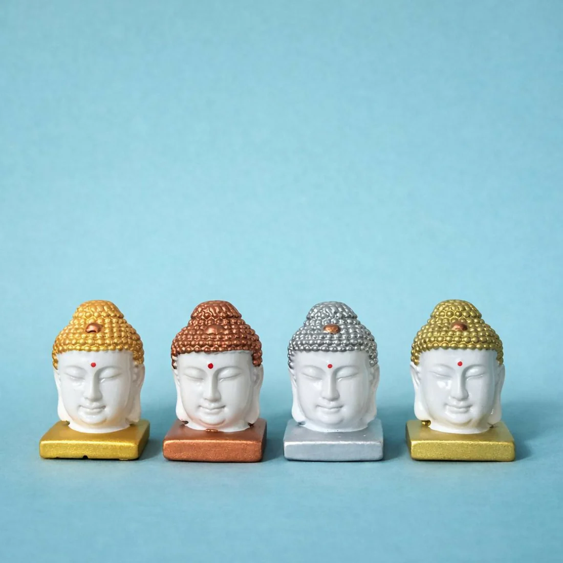 Set of 4 Buddha Head Showpiece for Home Décor