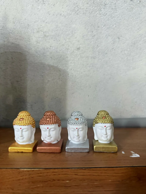 Set of 4 Buddha Head Showpiece for Home Décor