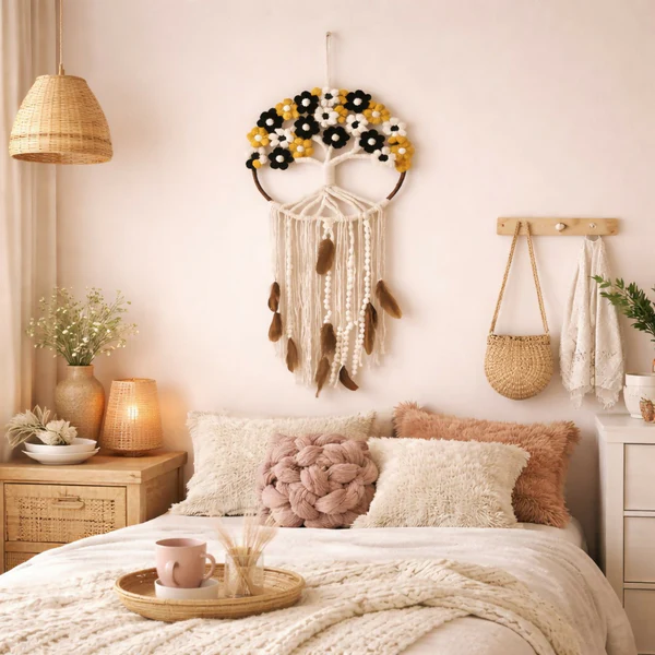 Macrame Tree of Life Dream Catcher Wall Hanging Boho Home Décor