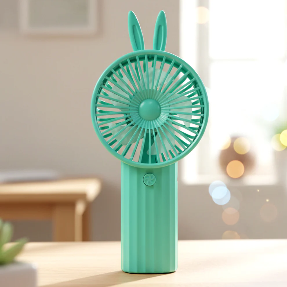Cute Bunny Ear Design Portable USB Rechargeable Mini Handheld Fan (1 Pc)
