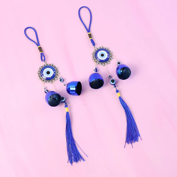 Decorative Evil Eye Hanging Wind Chime Set (2 Pc Set)