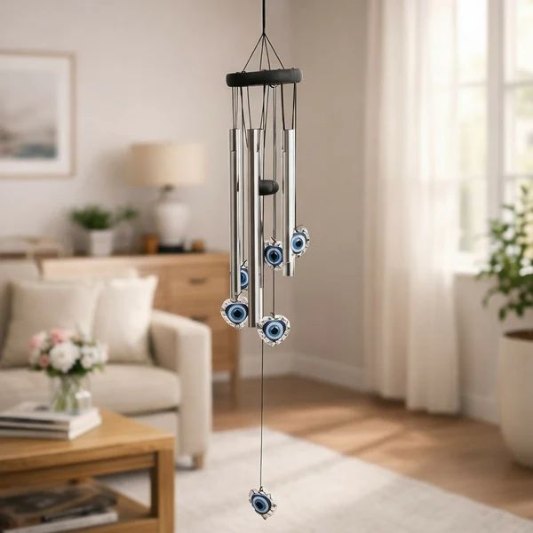 Metal Evil Eye Wind Chime for Balcony, G...