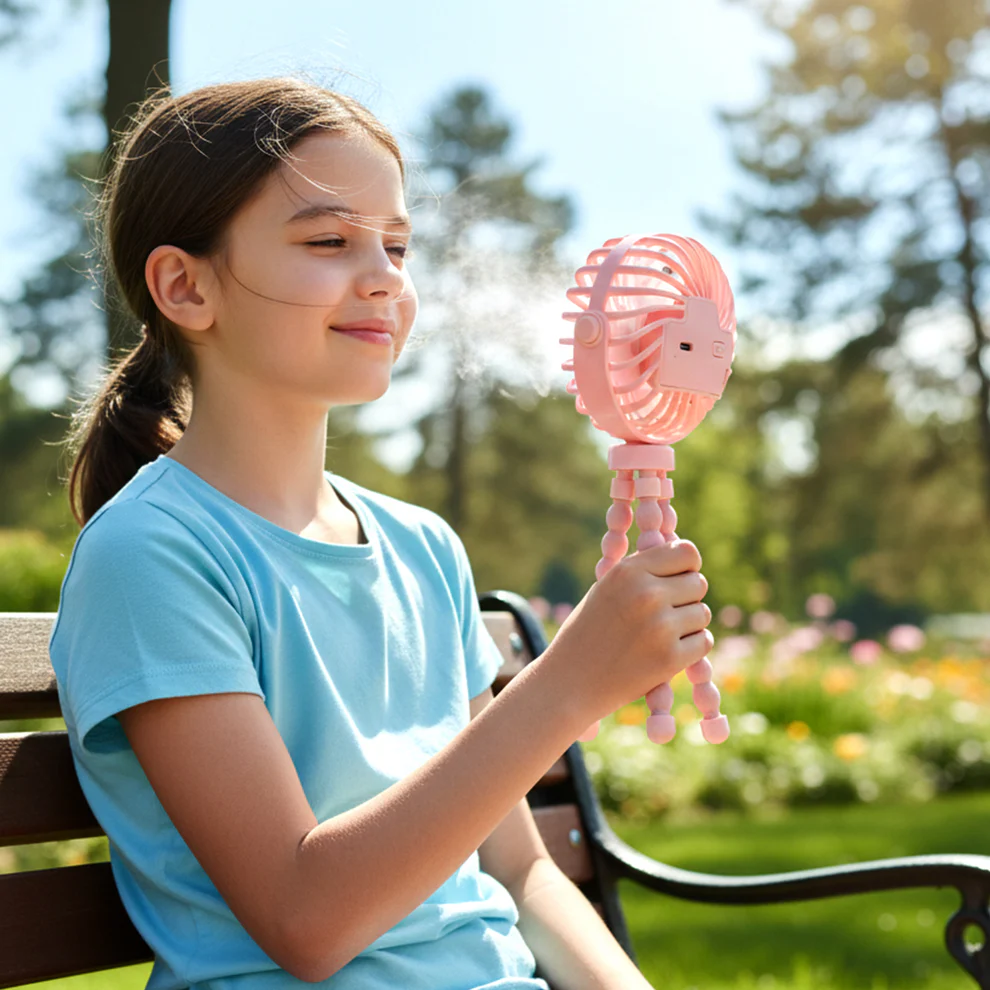 Portable Rechargeable LED Light Fan with Flexible Tripod Stand (1 Pc)