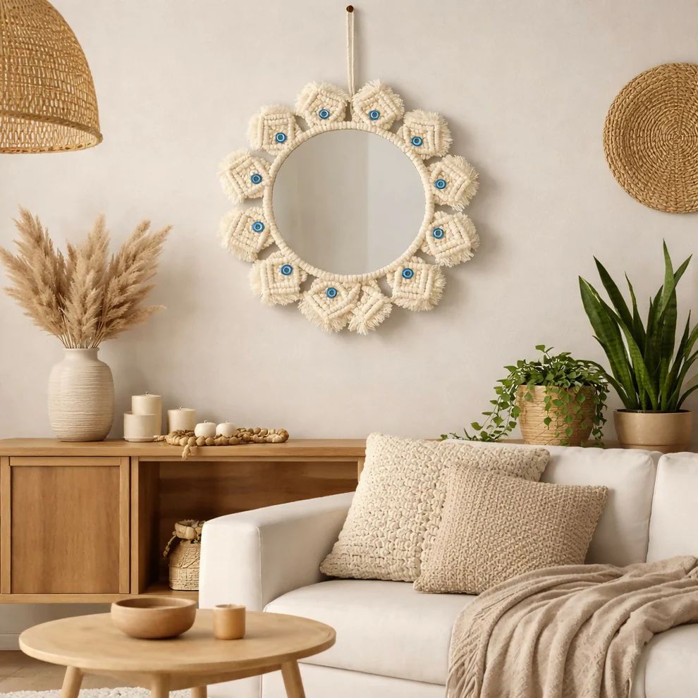 Macrame Wall Mirror Hanging Decorative B...