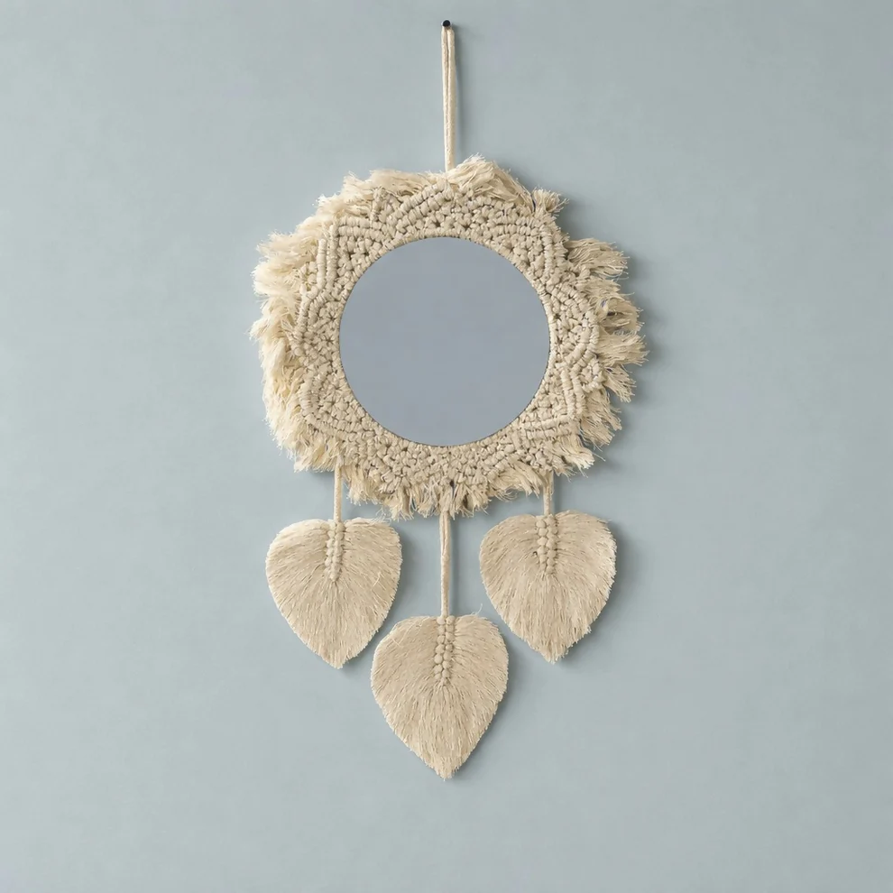 Macrame Wall Mirror Hanging Boho Decorative Mirror with Tassels