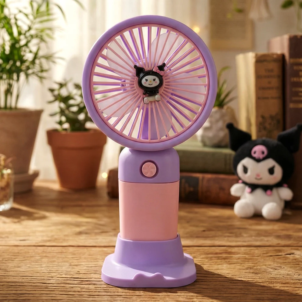 Cute USB Rechargeable Mini Desktop Fan with Stand for Office & Home
