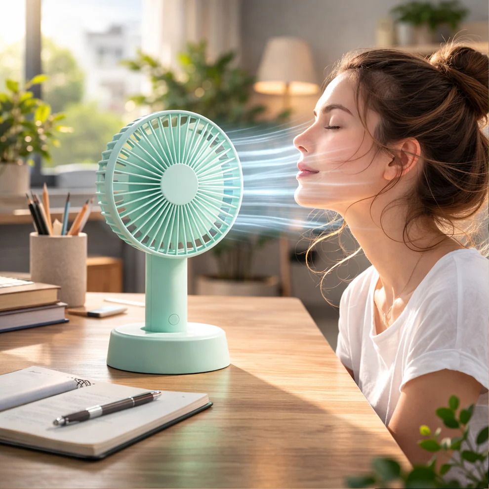 Portable Classic Hand Fan 3-Speed Table Fan for Office School Home Use