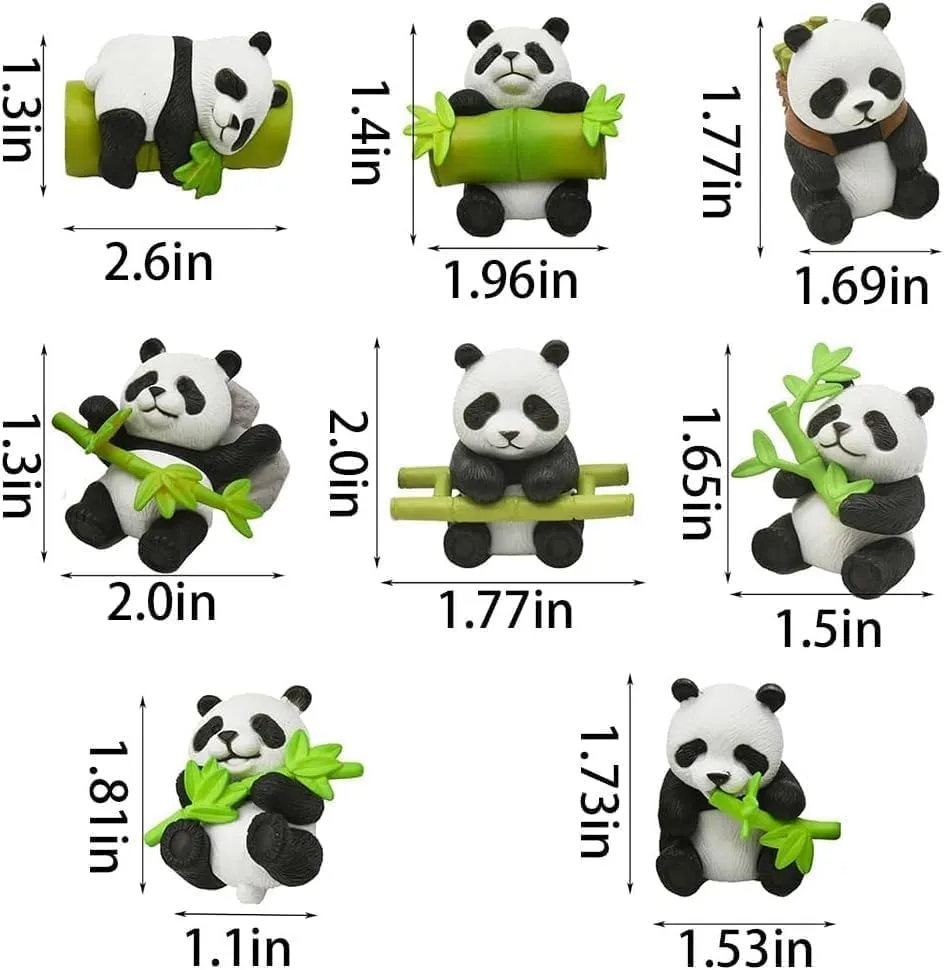 Cute Panda set poly-resin Showpiece | Mini Panda Decorative Figurine (Set of 6)