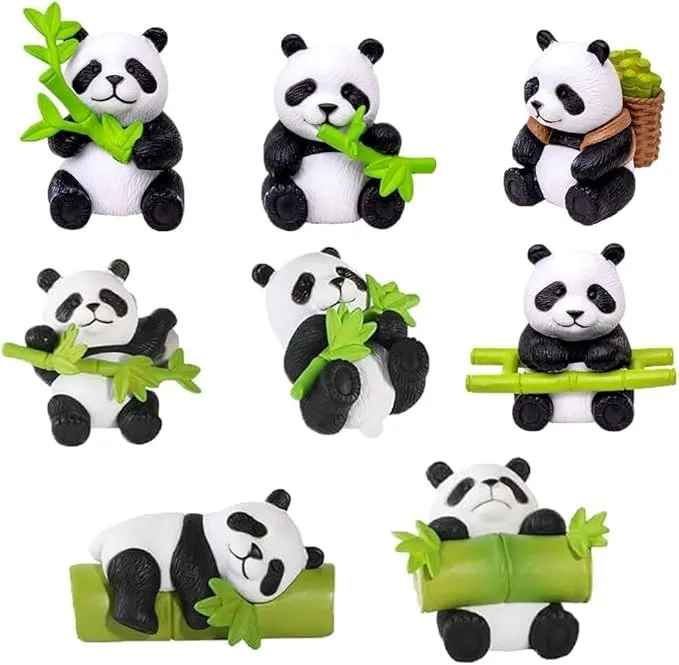 Cute Panda set poly-resin Showpiece | Mini Panda Decorative Figurine (Set of 6)