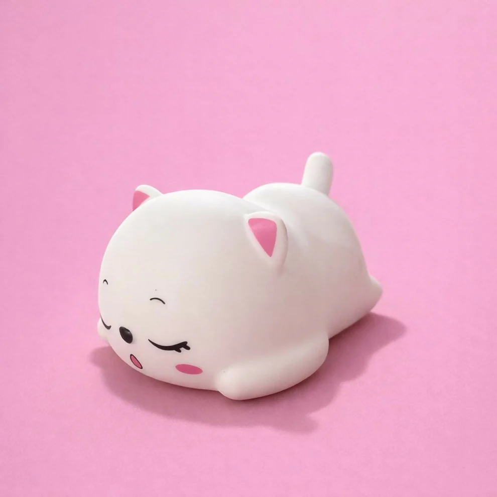 Cute Sleeping Cat Silicone Night Lamp for Kids Bedroom Bedside Light