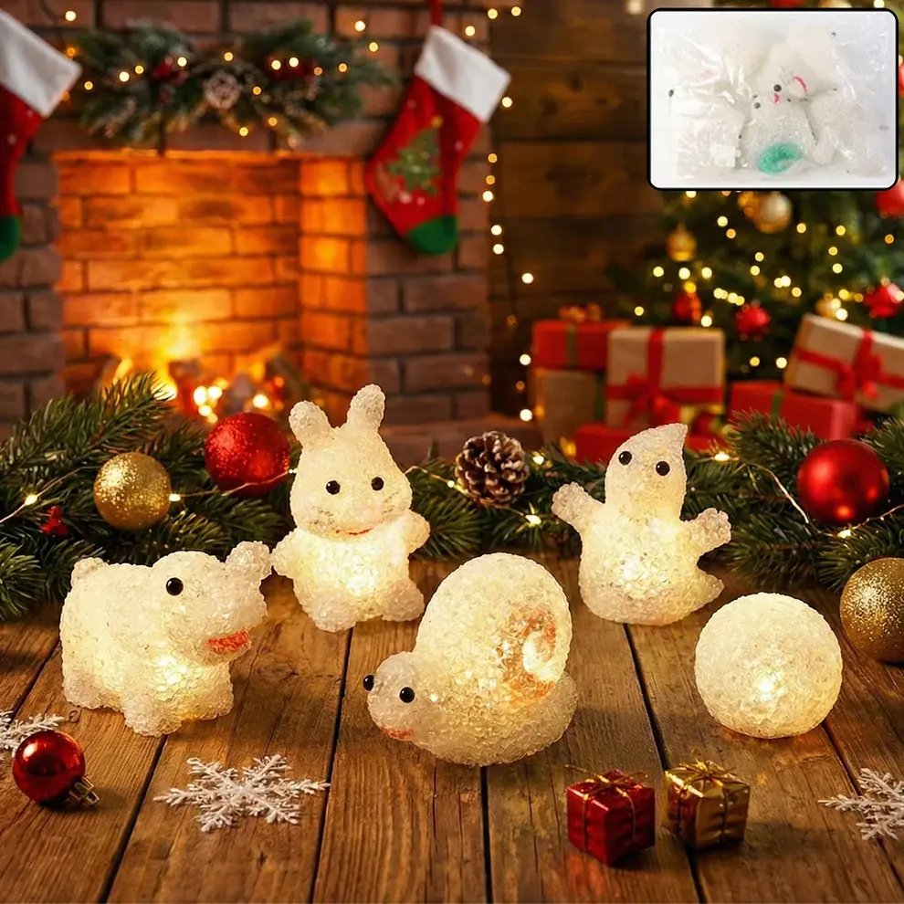 MULTI SHAPE SMALL LIGHT LAMPS LED SHAPE CRYSTAL CHRISTMAS NIGHT LIGHT LAMP (6 PC SET)