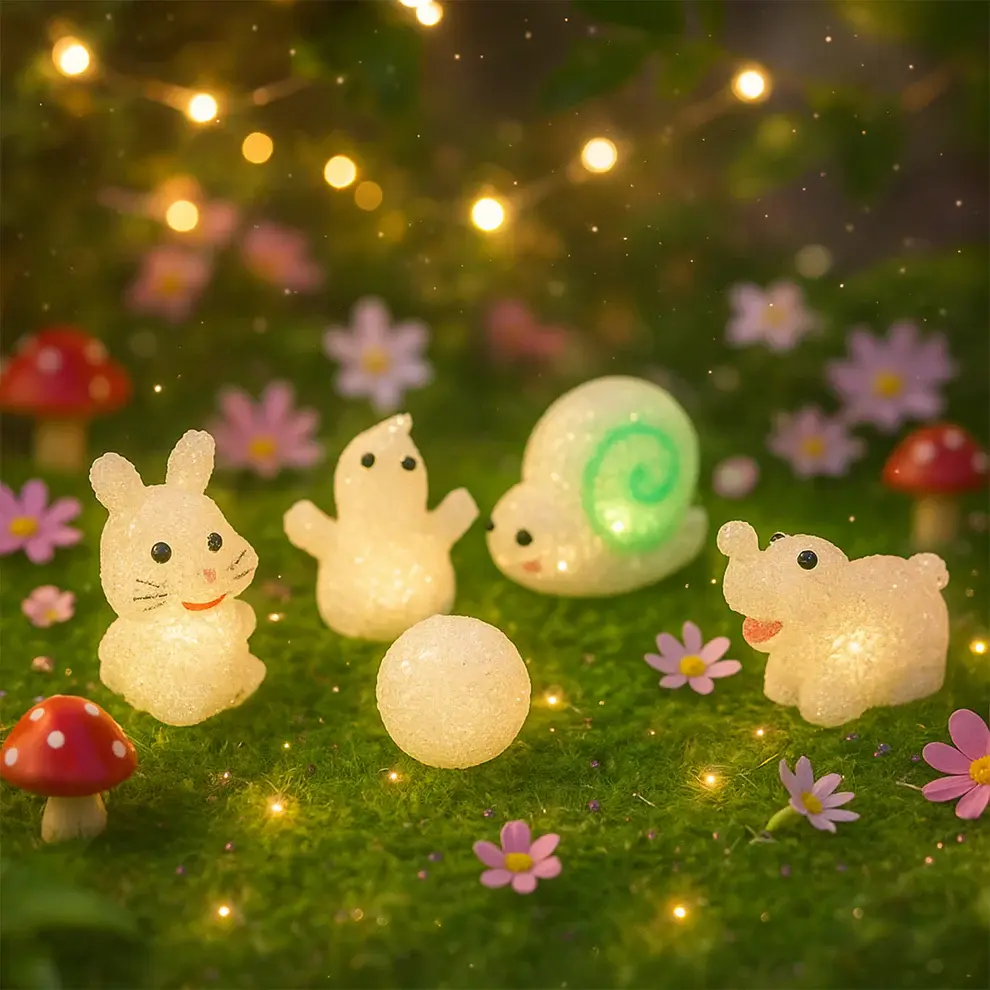 MULTI SHAPE SMALL LIGHT LAMPS LED SHAPE CRYSTAL CHRISTMAS NIGHT LIGHT LAMP (6 PC SET)