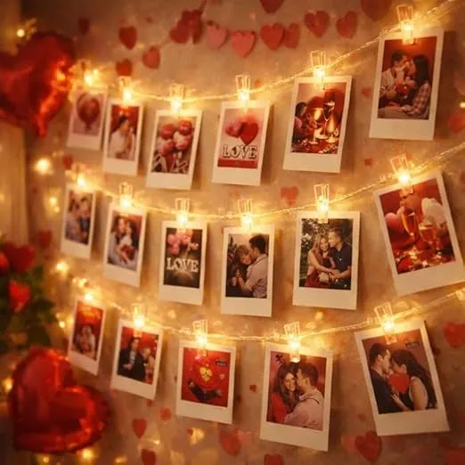 Romantic 14 LED Photo Clip String Lights (3M) – Warm White Fairy Lights for Bedroom, Wall & Picture Décor | Perfect for Valentine’s Day, Parties & Weddings