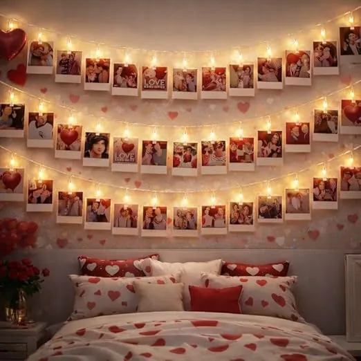 Romantic 14 LED Photo Clip String Lights (3M) – Warm White Fairy Lights for Bedroom, Wall & Picture Décor | Perfect for Valentine’s Day, Parties & Weddings