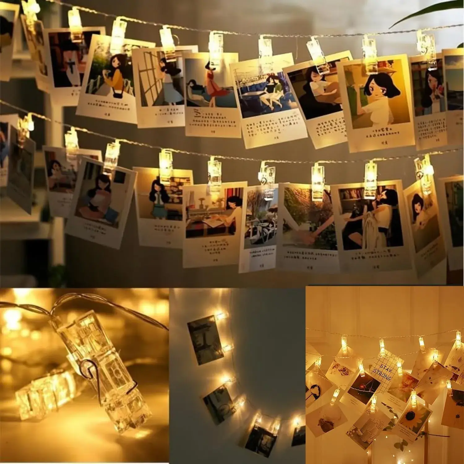 Romantic 14 LED Photo Clip String Lights (3M) – Warm White Fairy Lights for Bedroom, Wall & Picture Décor | Perfect for Valentine’s Day, Parties & Weddings
