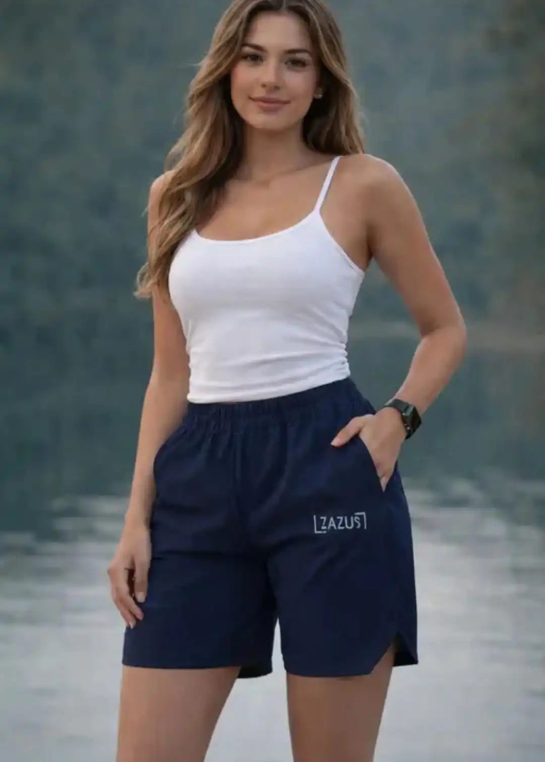 Women’s Solid Casual Shorts with Elastic...