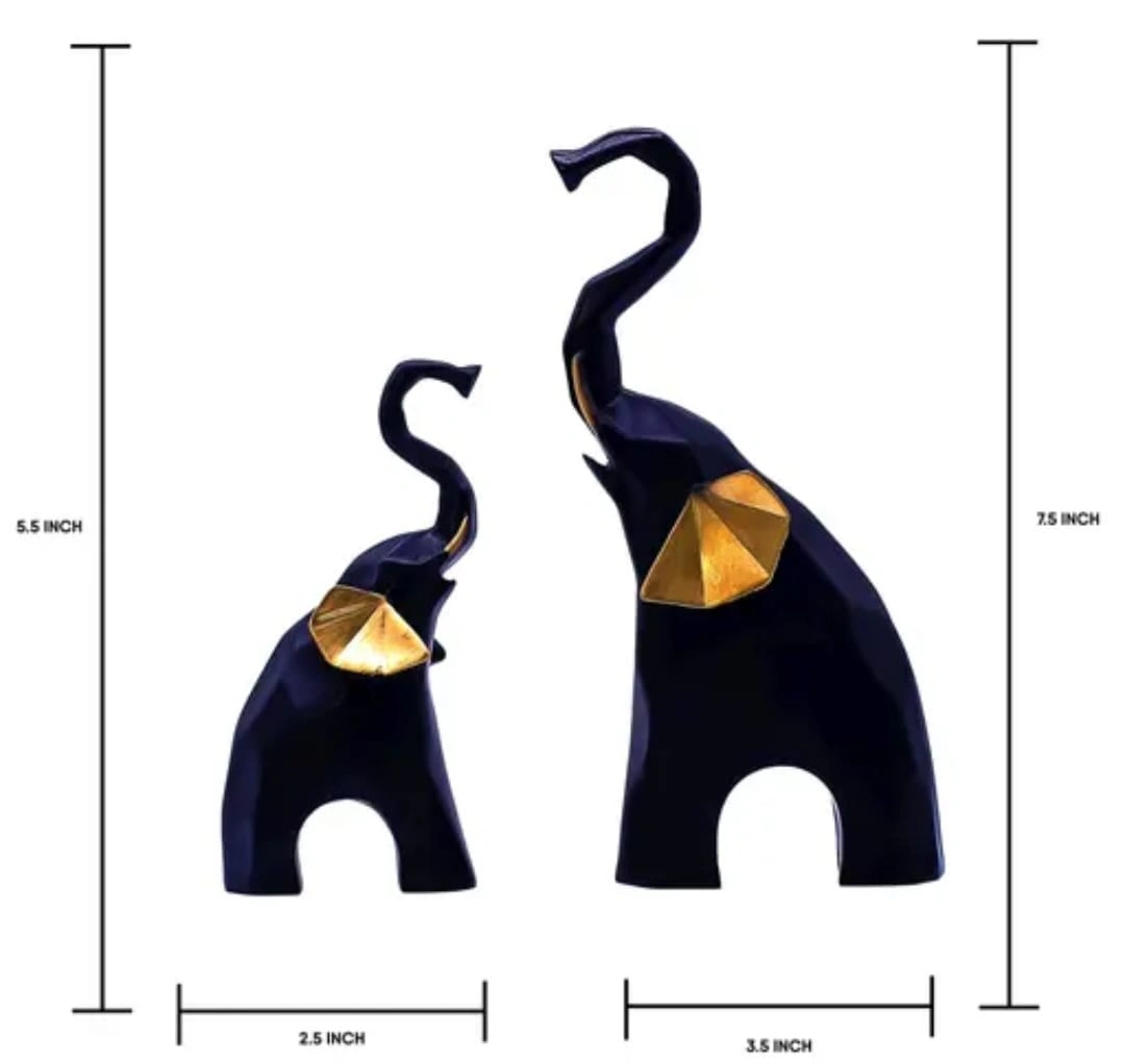 Polyresin Elephant Showpiece Statue and Artifacts for Home Décor (Set of 2)